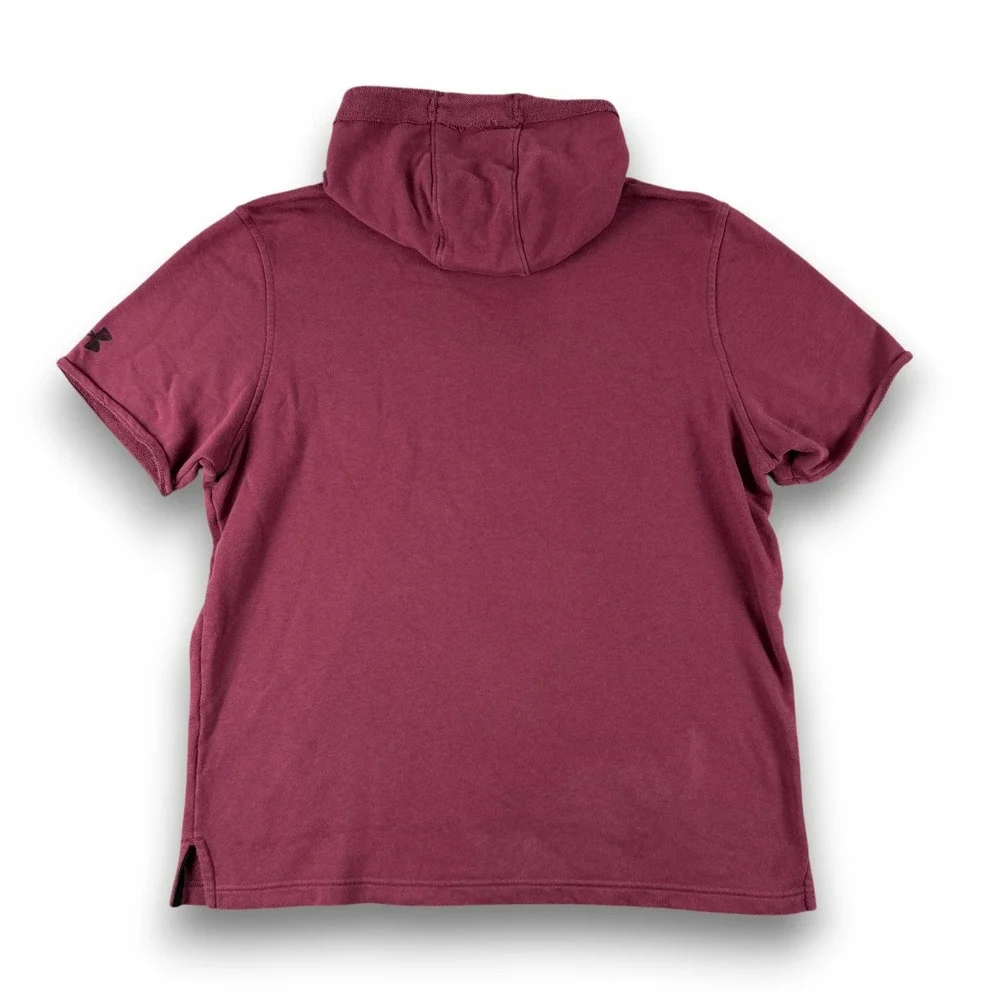 Under Armour Project Rock Hoodie Mens LG Maroon Burgundy‎ Short Sleeve Pocket